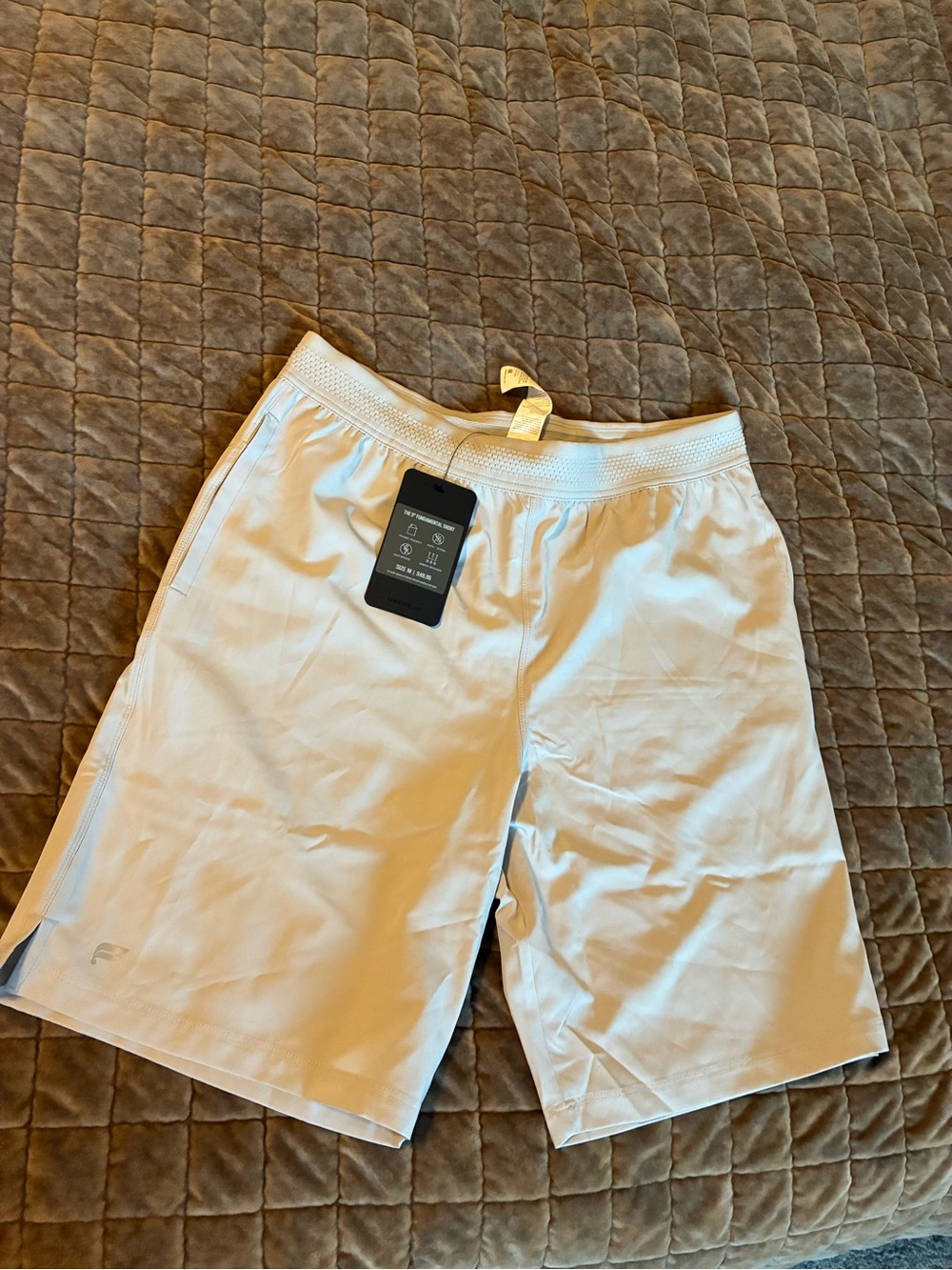 Fabletics Light Taupe Athletic Shorts with Elastic Waist - Picture 1 of 4